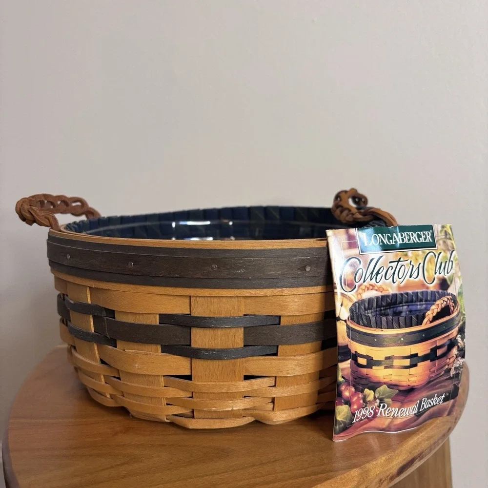 Longaberger Collectors Club 1998 Renewal Basket Set W/ Cloth Liner and Protector